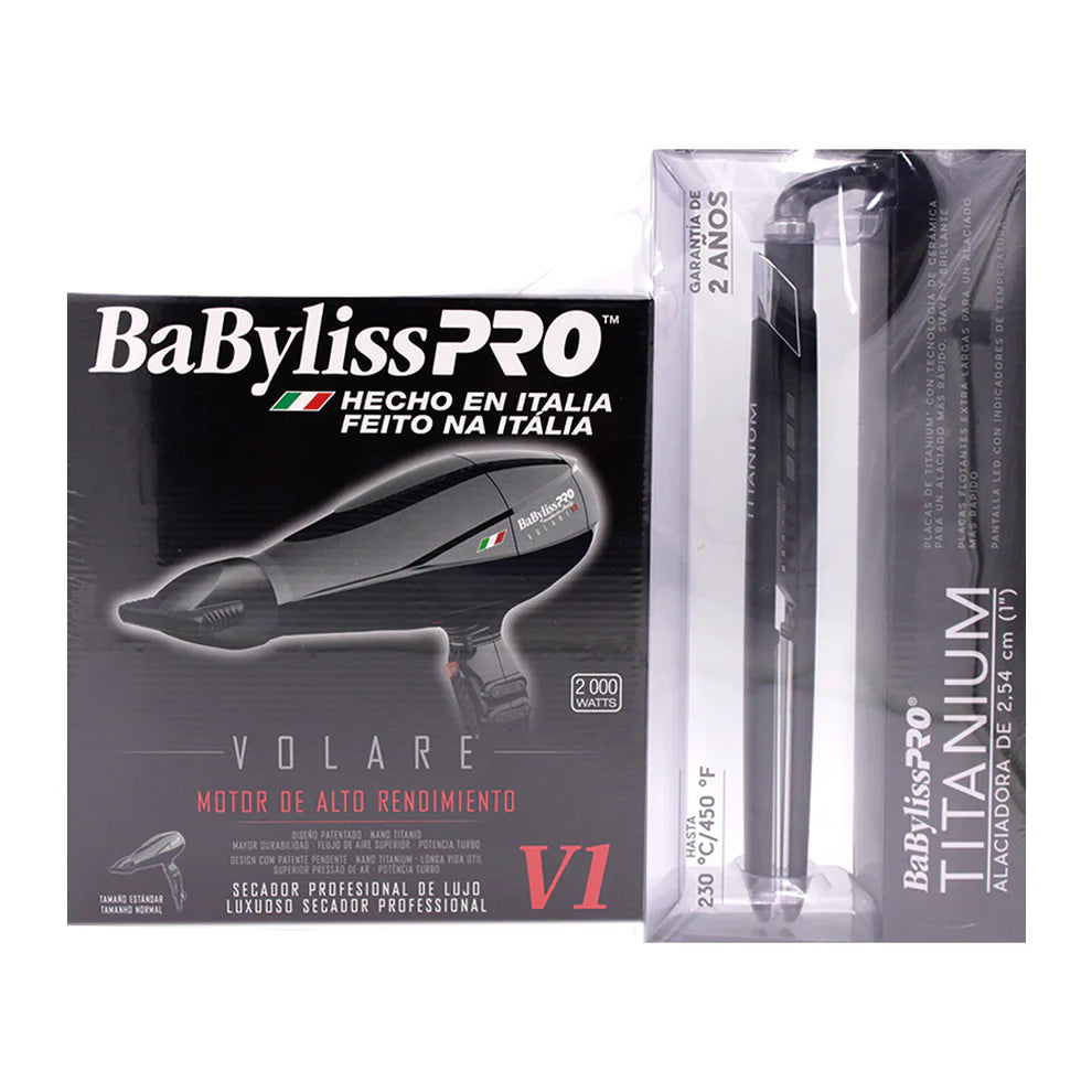 Combo BaByliss Pro Secadora y Alaciadora Negra Ferrari Edition