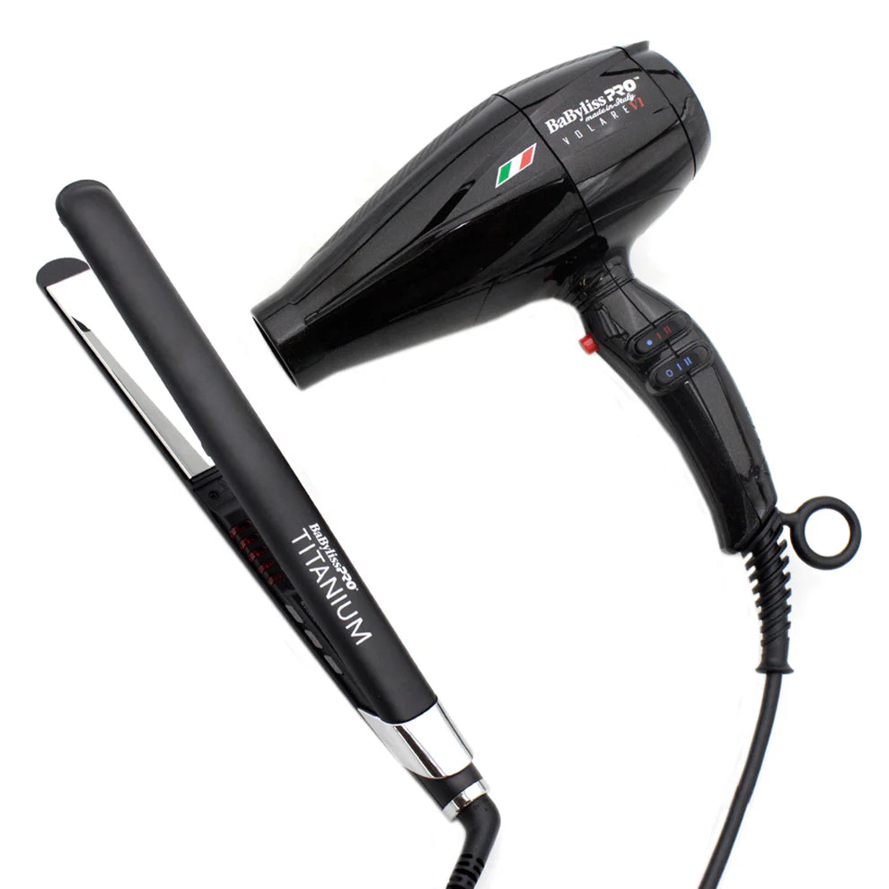 Combo BaByliss Pro Secadora y Alaciadora Negra Ferrari Edition