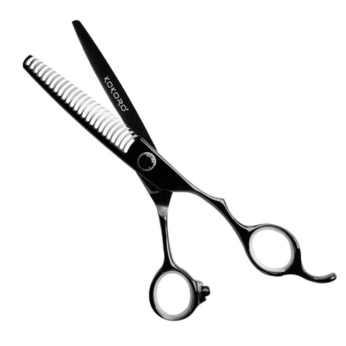 TIJERA PROFESIONAL KOKORO BLACK TITANIUM DE TEXTURA 6.0